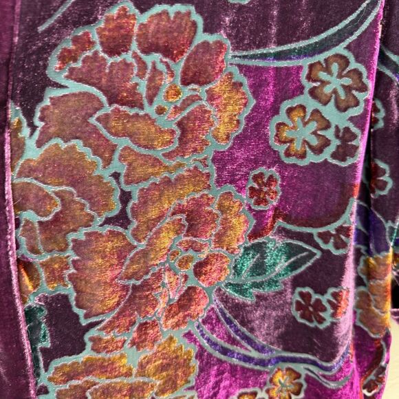 French Laundry Kimono Jacket Purple Floral Velvet Burnout Size 3X Boho, Elegant - Picture 4 of 13